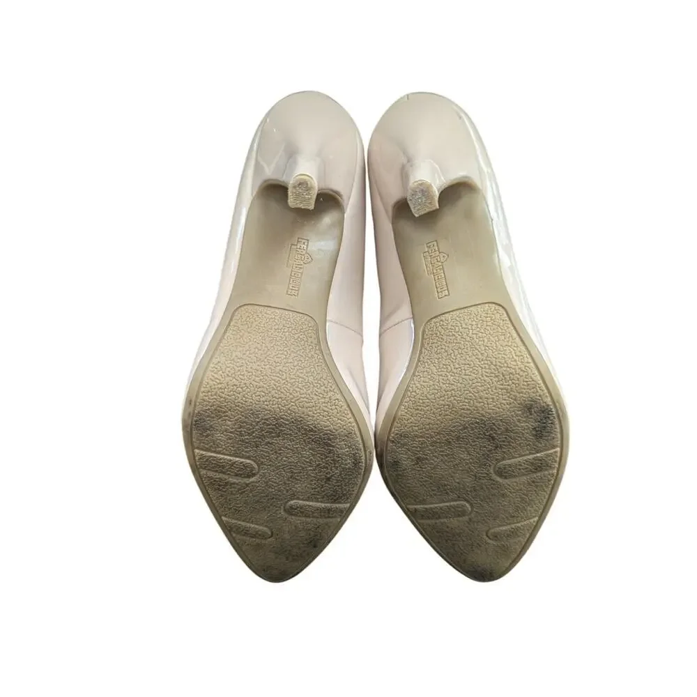 FERGALICIOUS! NUDE BEIGE, TAN, PATENT LEATHER CLASSIC HOT HEELS, PUMPS! SZ 9.5M